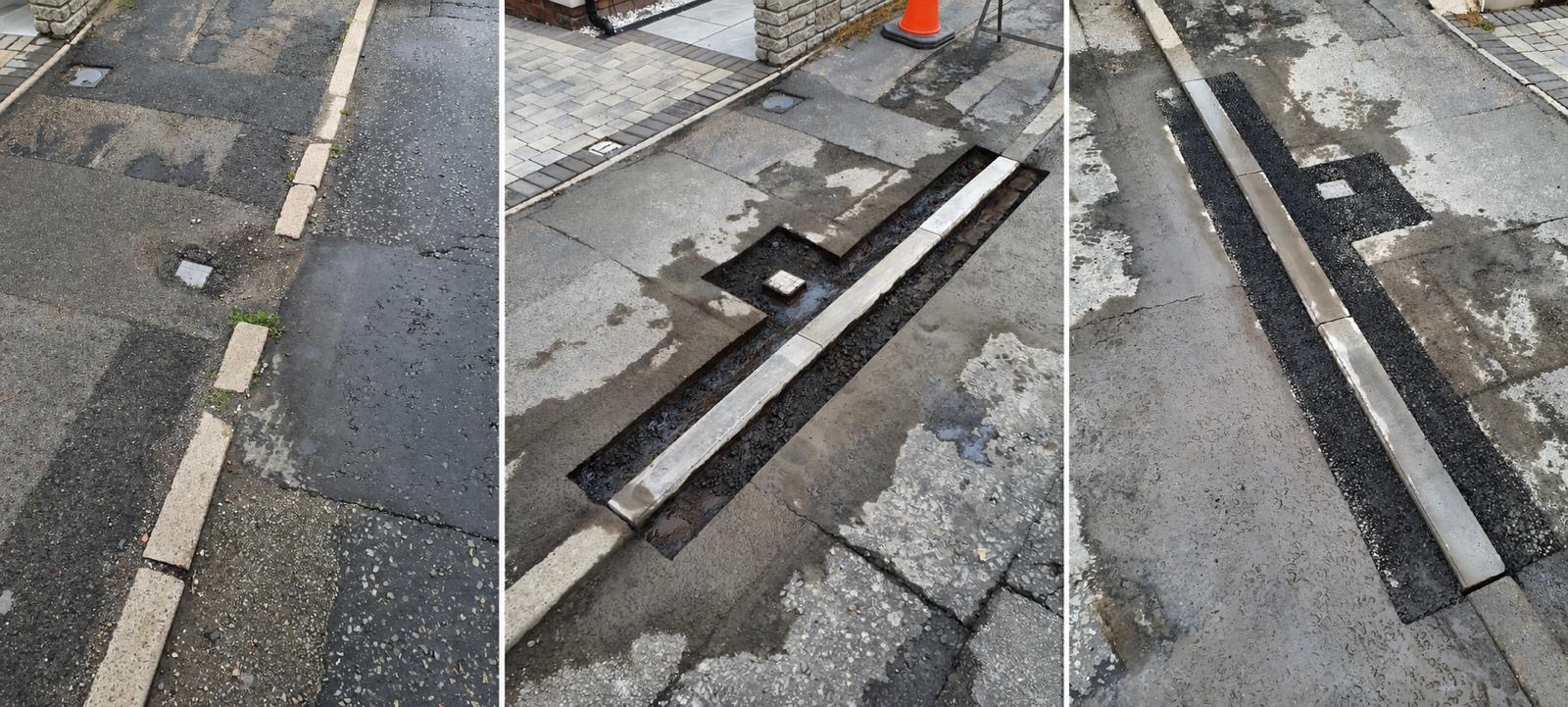 Sunken curb and stop tap raised to solve water flooding